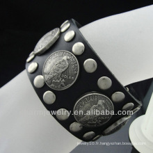 Vente chaude Nouveau bracelet en cuir véritable en forme de pomme de symbole de paix BGL-005